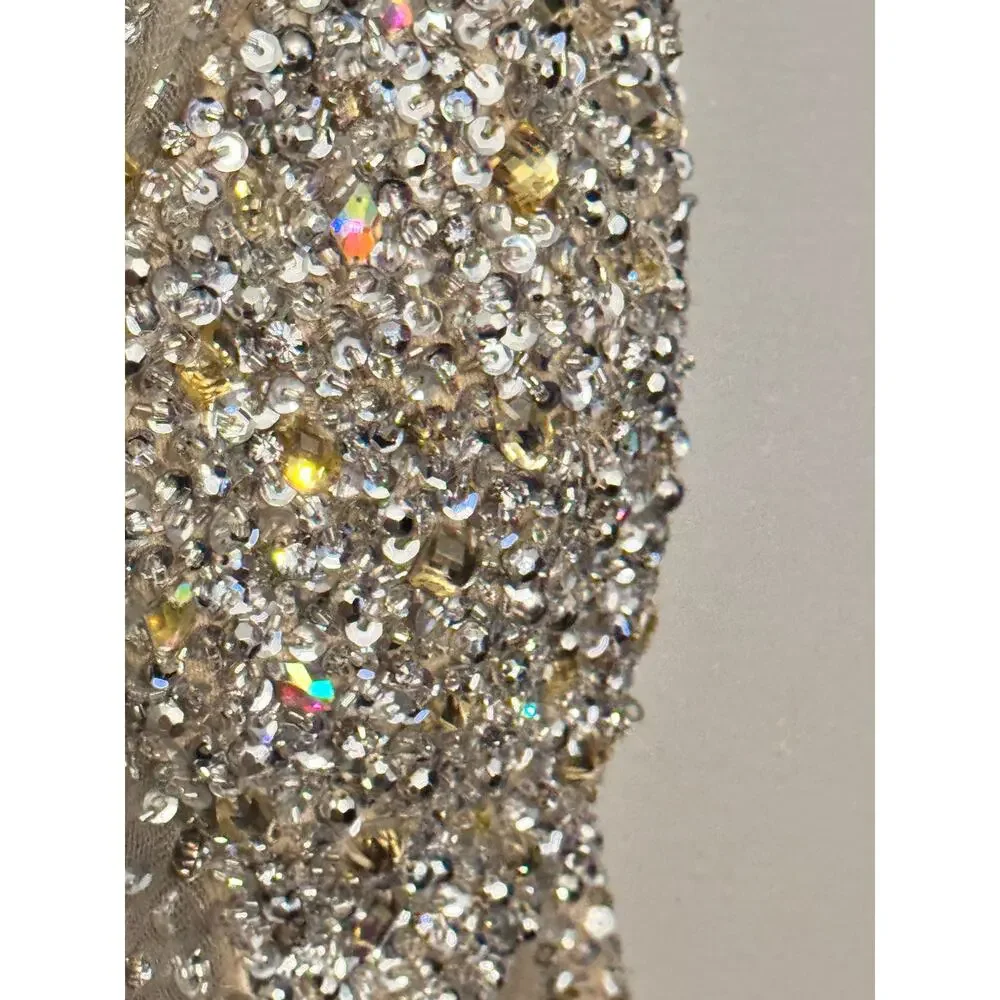 Mac Duggal Prom Formal Homecoming Nude Silver Size 2 NWT - Picture 9 of 10